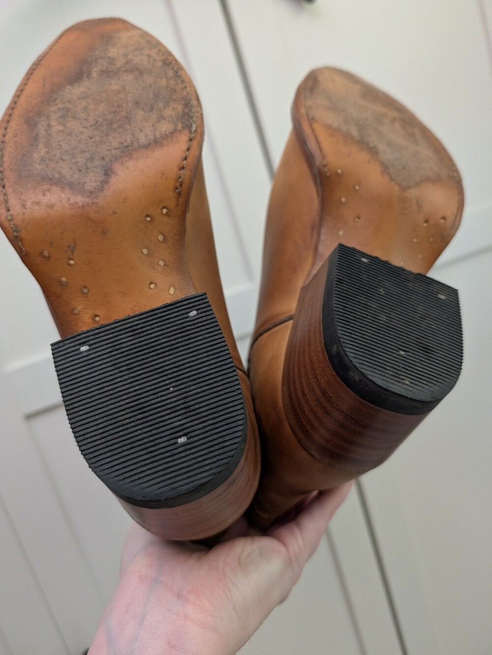Frye Daisy Duke Studded Cowboy Boots Women's 8.5 Goodyear Welt Brown - Picture 9 of 12